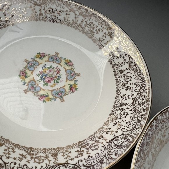 Vintage Parisian Center Coupe Bowl Set Of 2 Warranted 22 K Gold USA 8” Diameter - Picture 9 of 11